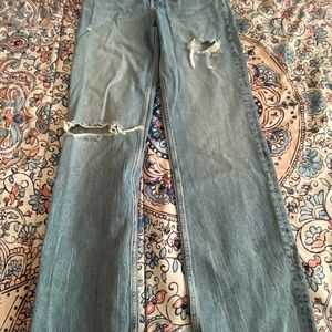 Zara Wide Leg, Ripped High Waisted Jeans. New with tags.